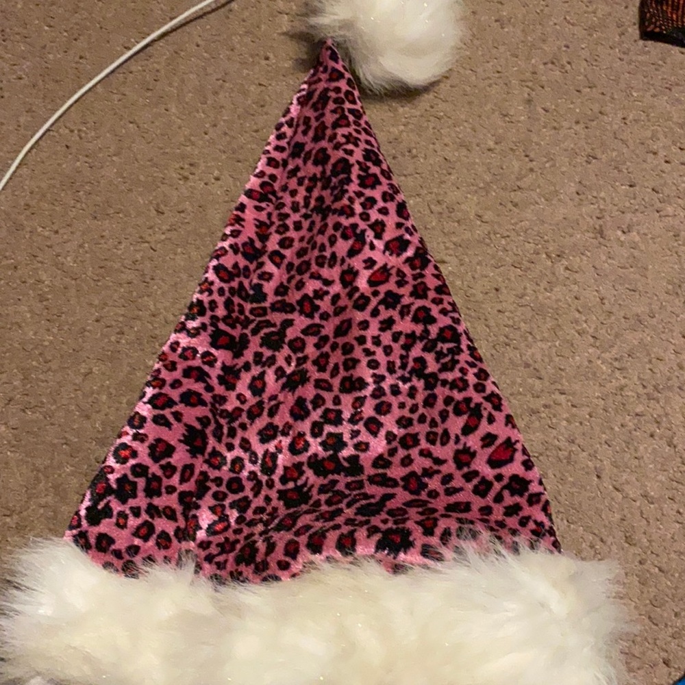 Pink Cheetah Print Santa Hat